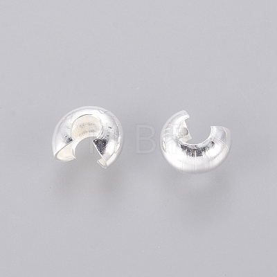 4MM Silver Color Plated Round Brass Crimp Beads Covers X-EC266-S-1