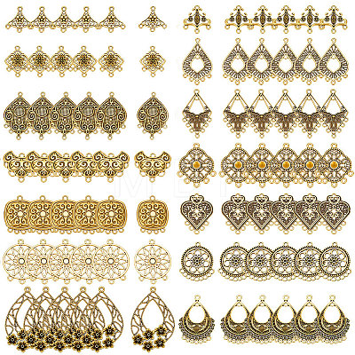 84Pcs 14 Styles Tibetan Style Zinc Alloy Hollow Chandelier Component Links FIND-PH0062-10-1