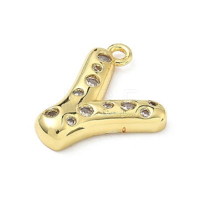 Brass Micro Pave Clear Cubic Zirconia Pendants KK-I476-02G-Y-1