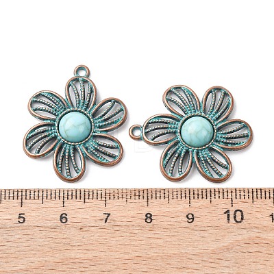 Alloy with Synthetic Turquoise Pendants FIND-B055-01M-1