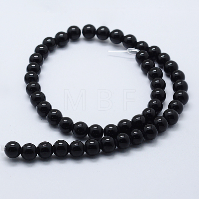 Natural Black Onyx Beads Strands G-P369-02-8mm-1