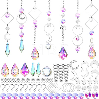 Iron & Crystal Glass Sun Catcher Pendant Decoration Kit PW-WGC5540-05-1