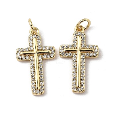 Brass Micro Pave Cubic Zirconia Pendants KK-Q039-08G-1