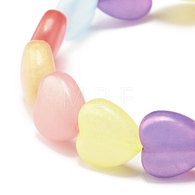 Candy Color Heart Beaded Stretch Bracelet for Women BJEW-JB07631-1