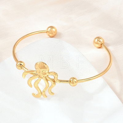 Ocean Theme 304 Stainless Steel Cuff Bangles SA-Z002-02G-01-1
