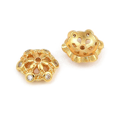 Brass Micro Pave Clear Cubic Zirconia Bead Caps CU-CBA6A75-32G-1