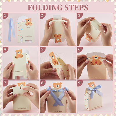 10Pcs Bear Folding Paper Gift Boxes CON-WH0001-77B-1