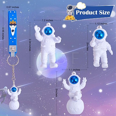 3Pcs Astronaut Keychain Cute Space Keychain for Backpack Wallet Car Keychain Decoration Children's Space Party Favors JX317B-1