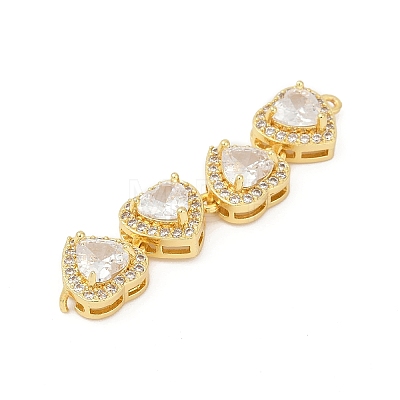 Brass Micro Pave Clear Cubic Zirconia Connector Charms KK-G526-17G-1