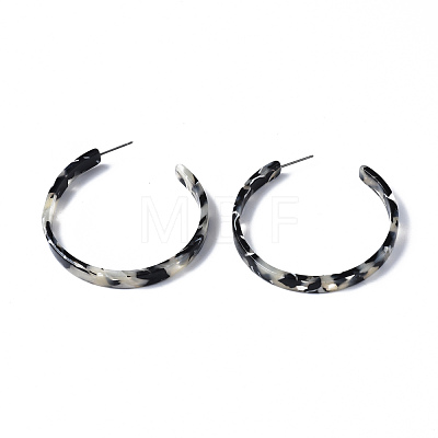 Cellulose Acetate(Resin) Half Hoop Earrings KY-S163-384A-01-1