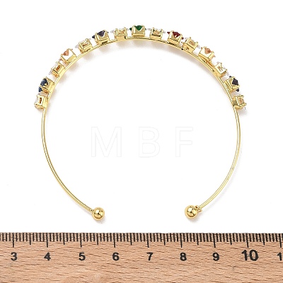 Brass Micro Pave Cubic Zirconia Cuff Bangles KK-D112-02G-1
