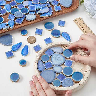 500G 4 Styles Round Porcelain Cabochons DIY-SP0007-69-1