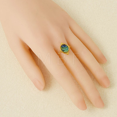 304 Stainless Steel with Natural Shell Cuff Open Rings for Women HP8543-4-1
