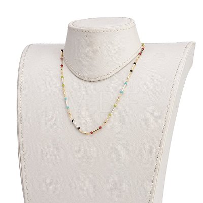 Faceted Rondelle Glass Beaded Necklaces NJEW-JN03210-1