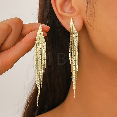 Cubic Zirconia Chains Tassel Earrings EJEW-P236-06G-1