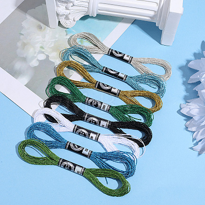 8 Skeins 8 Colors 12-Ply Metallic Polyester Embroidery Floss OCOR-CY0004-56B-1