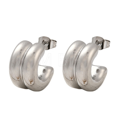304 Stainless Steel C-Shaped Stud Earrings EJEW-S272-01P-1