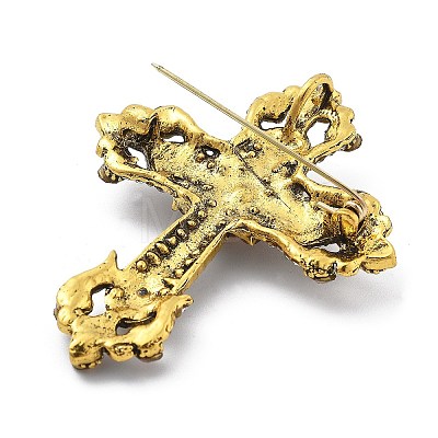 Cross Alloy Rhinestone Brooches JEWB-Q006-02A-1