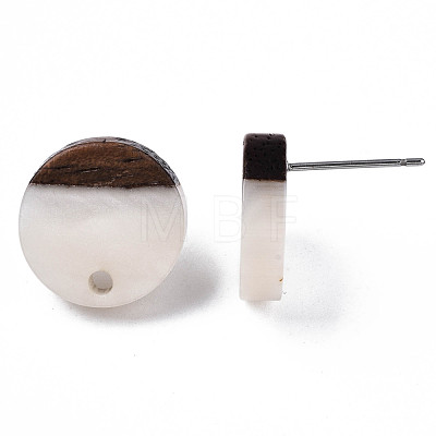 Resin & Walnut Wood Stud Earring Findings MAK-N032-007A-H06-1