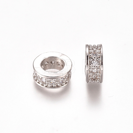 Brass Micro Pave Clear Cubic Zirconia European Beads ZIRC-I038-23P-1