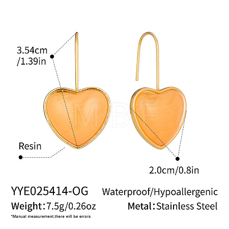 Heart 304 Stainless Steel Dangle Earrings KD3316-1-1