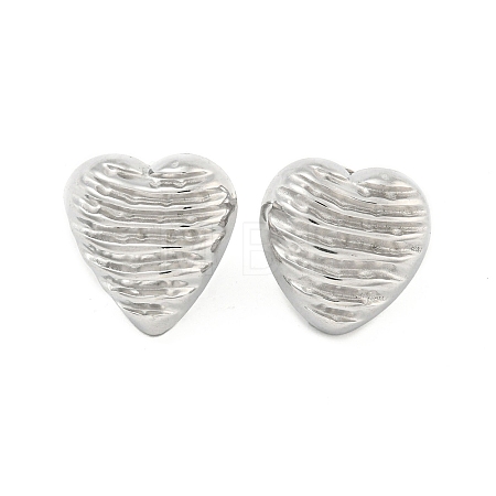 Non-Tarnish Heart 304 Stainless Steel Ear Studs EJEW-L290-011P-1