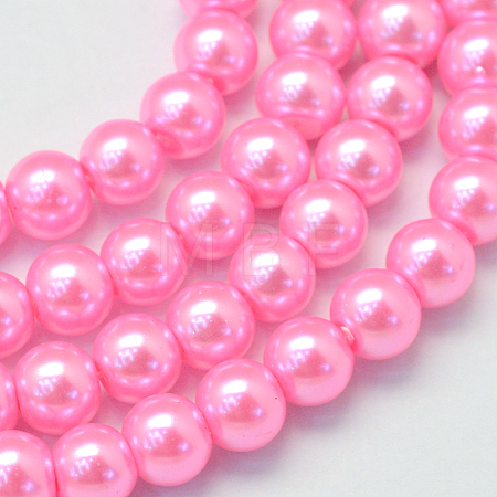 Baking Paint Pearlized Glass Pearl Round Bead Strands HY-Q003-10mm-68-1
