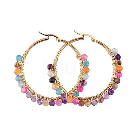 Beaded Hoop Earrings EJEW-JE03830-06-1