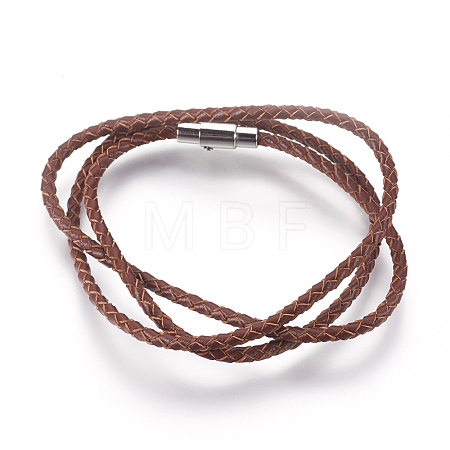 Leather Braided Cord Wrap Bracelets/Necklaces BJEW-JB03919-02-1