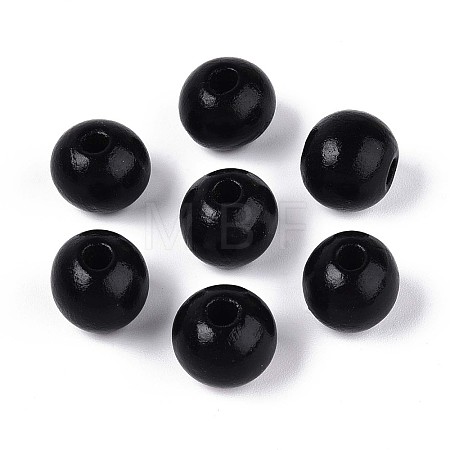 Spray Painted Round Natural Schima Wood Beads WOOD-A018-12mm-03-1-1