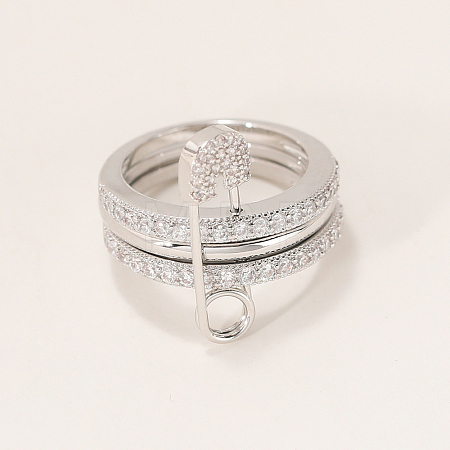 Brass Micro Pave Cubic Zirconia Finger Rings FA7520-4-1
