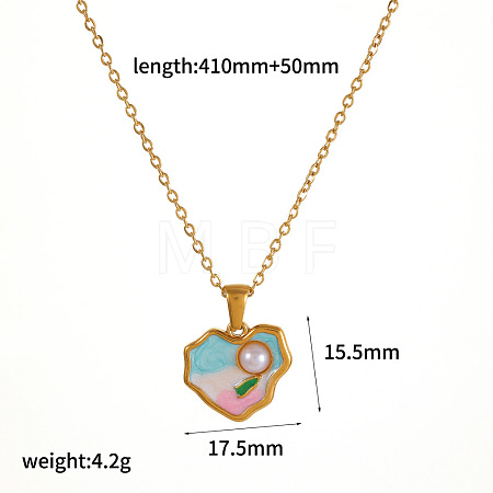 304 Stainless Steel Enamel Flower Pendant Necklaces WG5B215-04-1