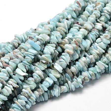 Natural Larimar Chip Beads Strands G-E271-77-1