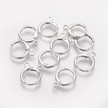 Brass Huggie Hoop Earring Findings KK-L179-04P-A-1