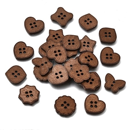 4-Hole Wood Buttons WD-CBA9CDE-01A-1