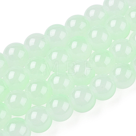 Baking Paint Imitation Jade Glass Round Bead Strands DGLA-N003-10mm-08-1-1