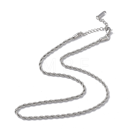 Non-Tarnish 304 Stainless Steel Rope Chain Necklace for Men Women NJEW-K245-023D-1