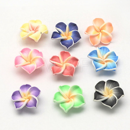 Handmade Polymer Clay 3D Flower Plumeria Beads X-CLAY-Q192-30mm-M-1