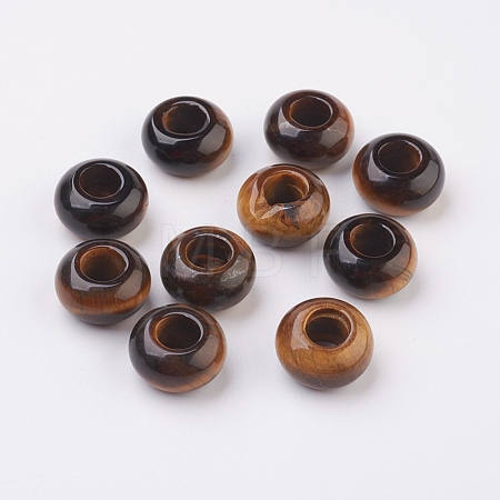 Natural Tiger Eye European Beads G-G740-14x8mm-10-1