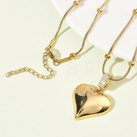 304 Stainless Steel Micro Pave Clear Cubic Zirconia Pendant Necklaces for Women NJEW-Z103-01G-04-1