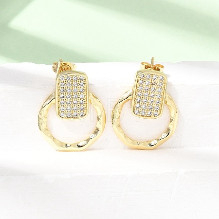 Brass Micro Pave Cubic Zirconia Stud Earrings KK-CBA5B62-03B-G-1