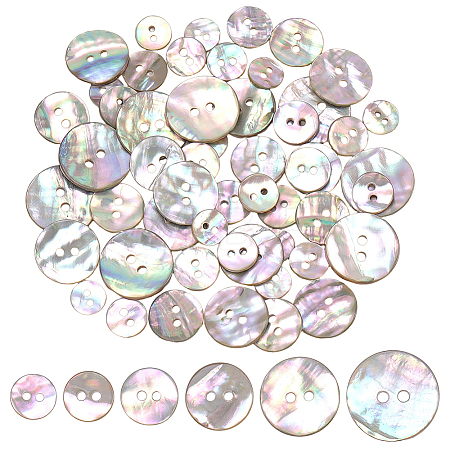 120Pcs 6 Styles 2-Hole Shell Buttons BUTT-ME0001-45-1