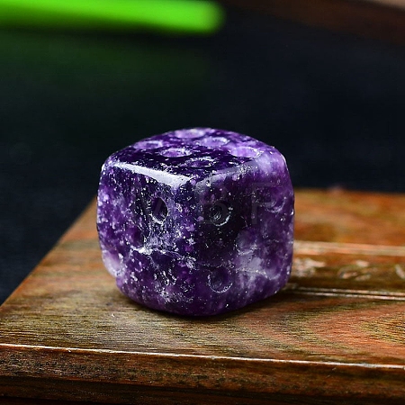 Natural Lepidolite Carved Dice Figurines Statues for Home Office Desktop Decoration PW-WG06413-15-1