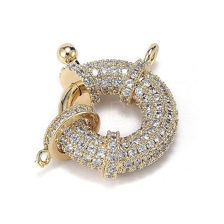 Brass Micro Pave Clear Cubic Zirconia Spring Ring Clasps ZIRC-F120-013G-1