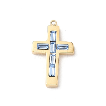 304 Stainless Steel Rhinestone Pendants STAS-L022-085G-10-1