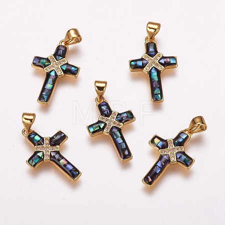 Brass Micro Pave Cubic Zirconia Pendants X-ZIRC-F057-02A-1
