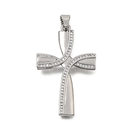 Brass Micro Pave Clear Cubic Zirconia Pendants CU-CBA4BAF-06P-1