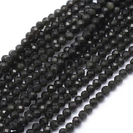 Natural Obsidian Beads Strand G-E411-33-3mm-1
