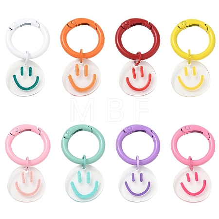 8Pcs 8 Styles Transparent Printed Acrylic Pendant Decorations HJEW-YW00555-1