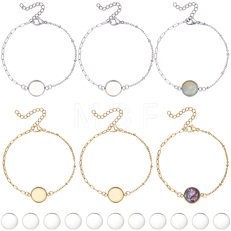16Pcs 2 Colors 304 Stainless Steel Paperclip Chain Satellite Chain Bracelet Making BJEW-SP0001-32A-1